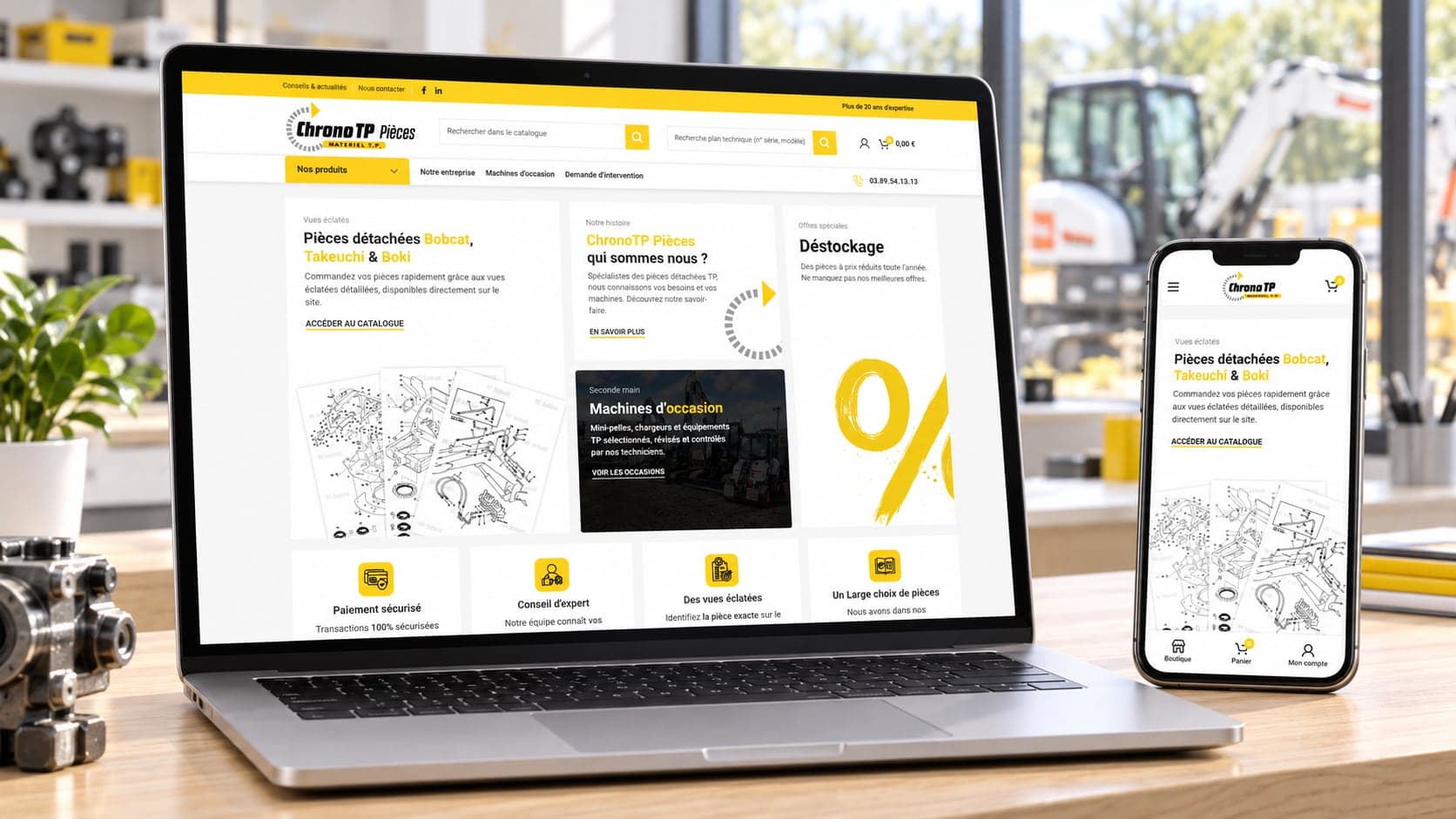 Site de ChronoTP Pièces, réalisé par LEVEL 1