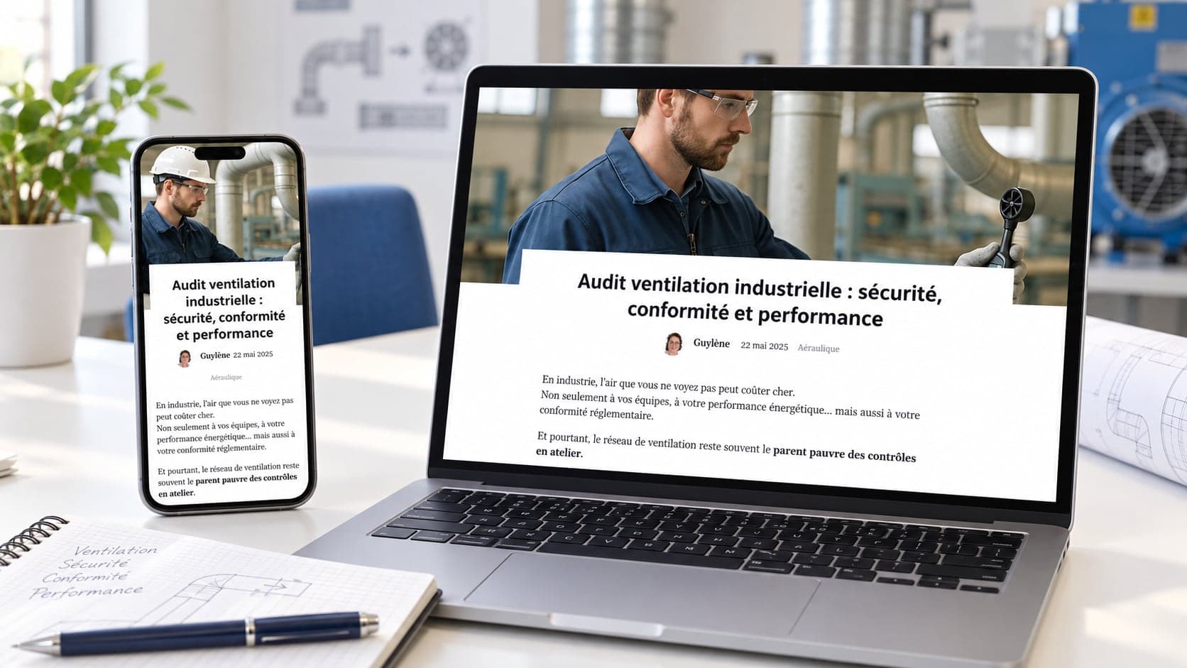 Site de JC’aiR : article du blog, sur ordinateur et téléphone