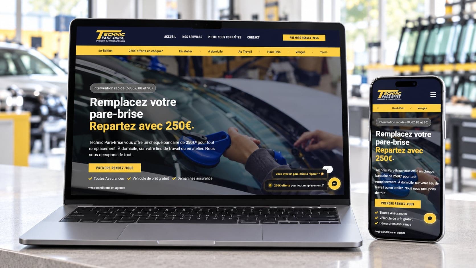 Site de Technic Pare-Brise, réalisé par LEVEL 1
