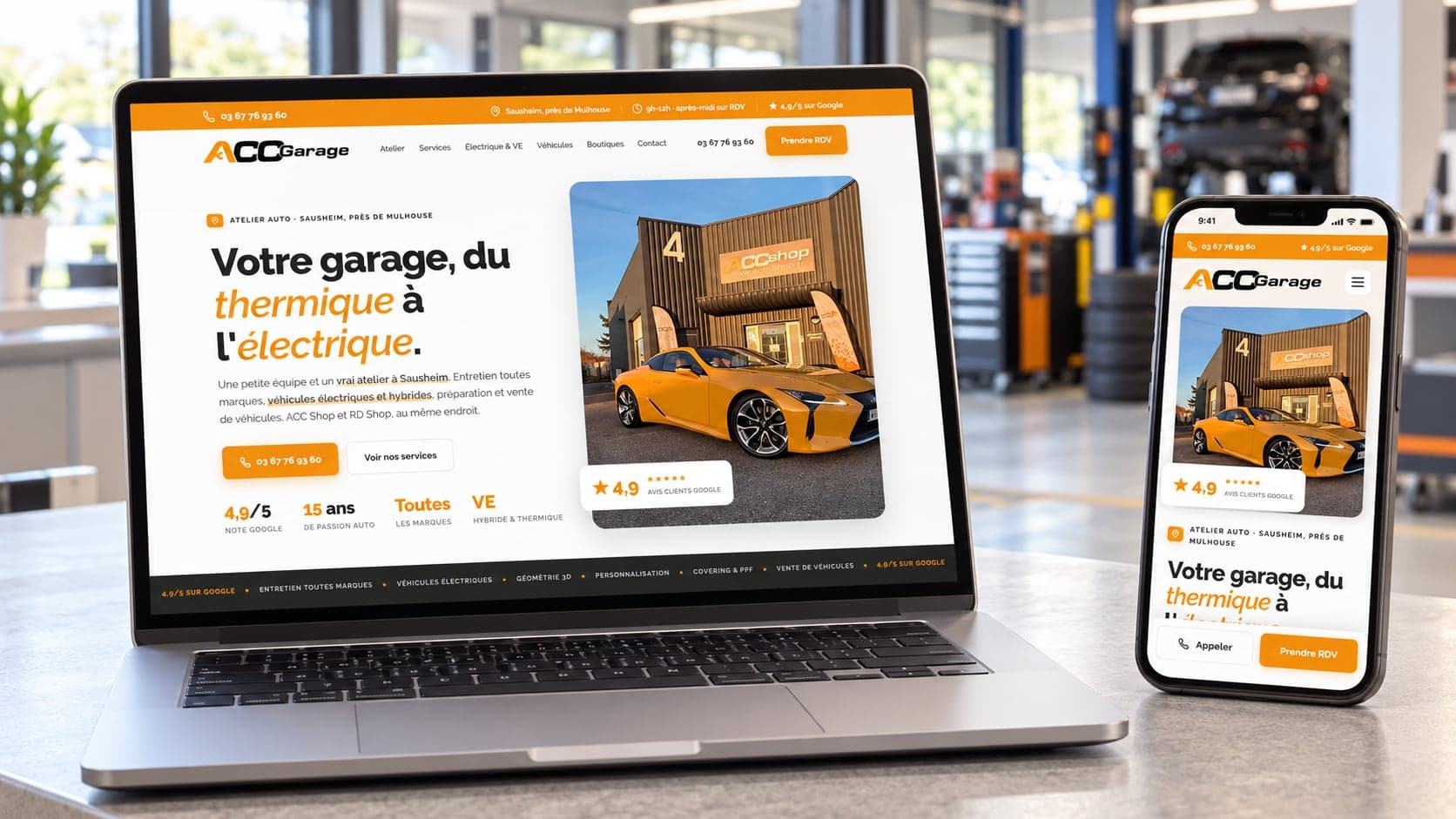 Site de ACC Garage, réalisé par LEVEL 1