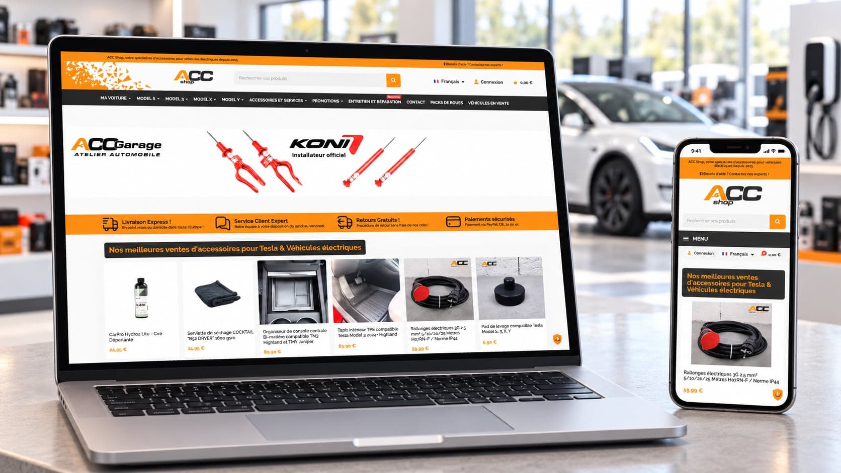 Site de ACC Shop, réalisé par LEVEL 1