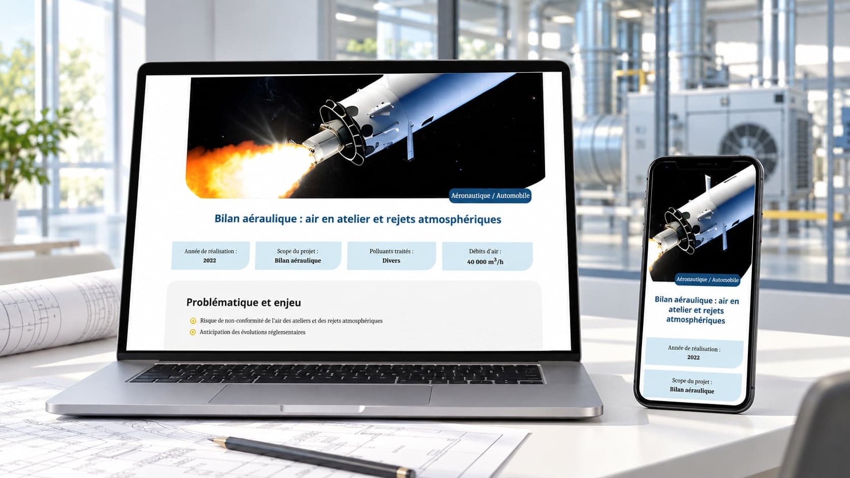 Site de JC’aiR : cas d'étude, sur ordinateur et téléphone