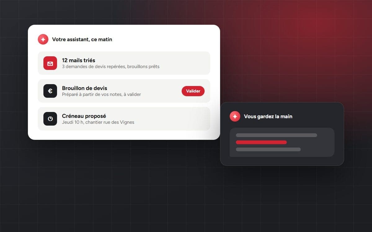 Un assistant IA qui a trié les mails, préparé un brouillon de devis et proposé un créneau